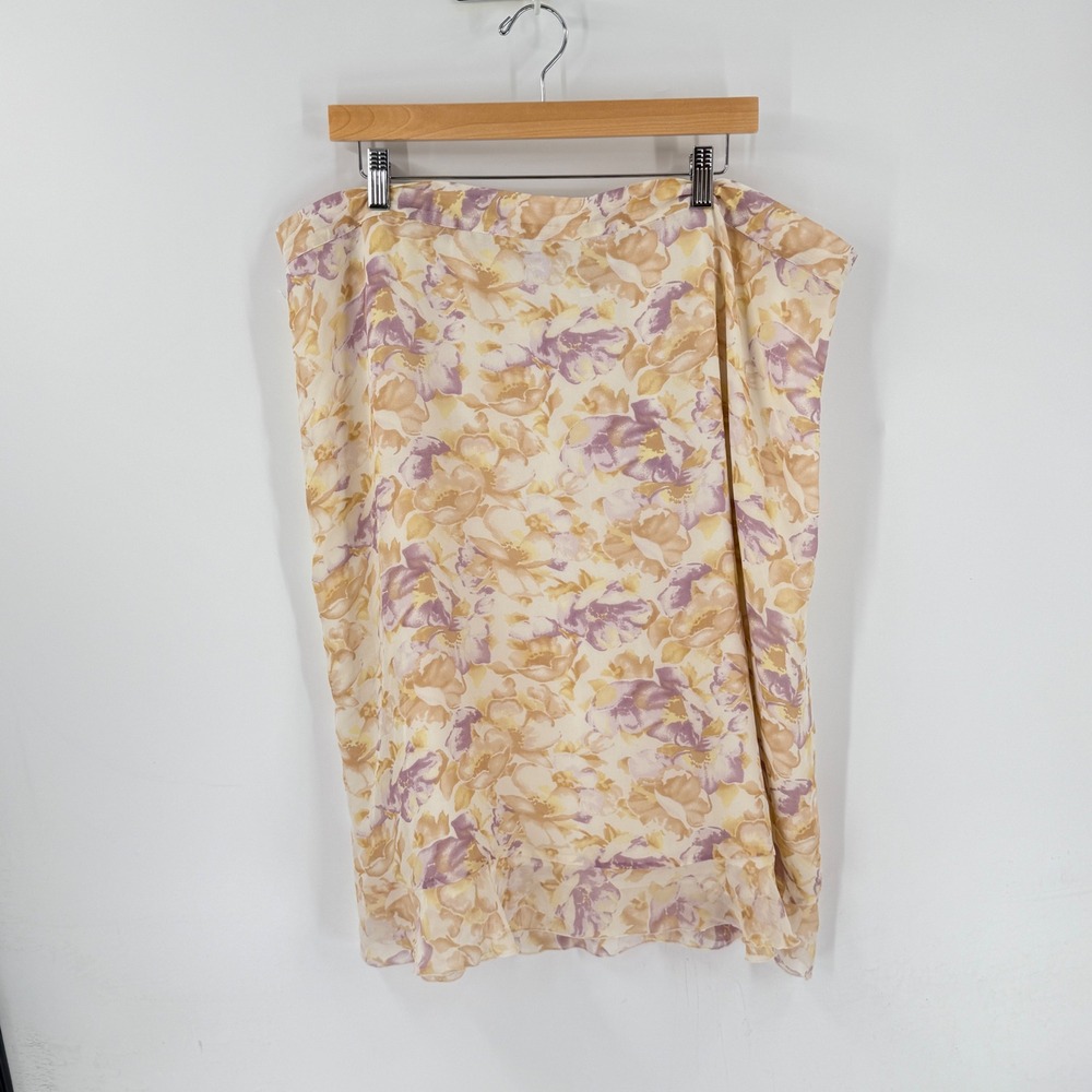 Jaclyn‎ Smith 100% Silk Floral Midi Skirt Pastel 2X Cottagecore Fairycore Boho